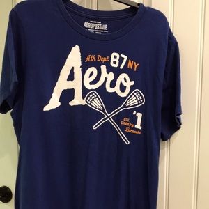 AEROPOSTALE XL TALL MAN blue with LACROSSE logo on front  100% cotton feels good